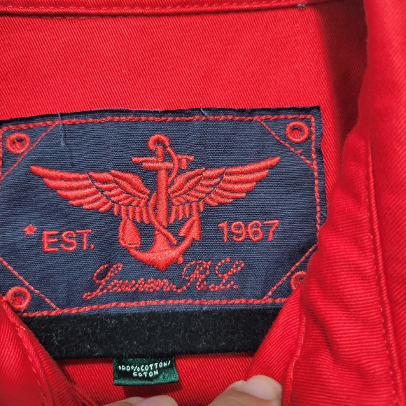 Lauren Ralph Lauren Red Cotton Cropped Double Breasted Jacket - Picture 12 of 16
